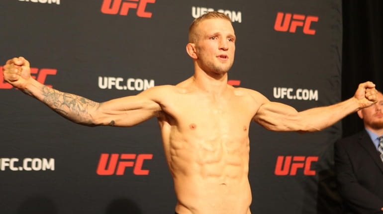 UFC bantamweight TJ Dillashaw at morning weigh-ins for UFC 217...