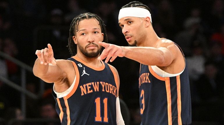 New York Knicks guard Jalen Brunson and guard Josh Hart...