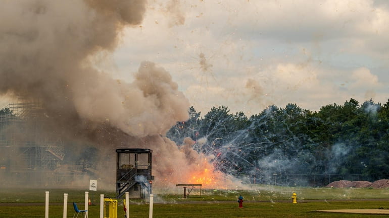 Authorities packed an SUV with fireworks as a demonstration Thursday at...