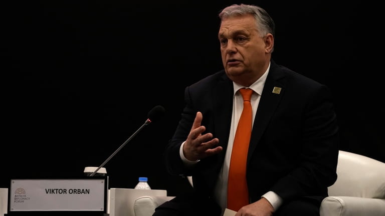 Hungarian Prime Minister Viktor Orban, speaks in a panel at...