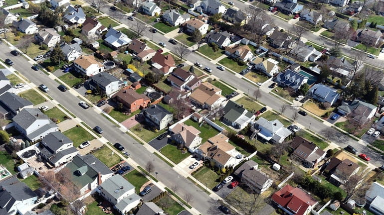 An aerial view  of  Levittown  on April 18, 2015.