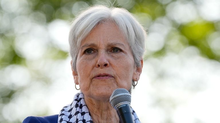 Green Party presidential candidate Jill Stein speaks during a rally...