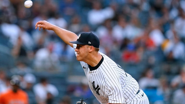 New York Yankees' Jameson Taillon pitches during the first inning...
