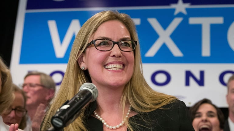 Democrat Jennifer Wexton speaks at her election night party after...