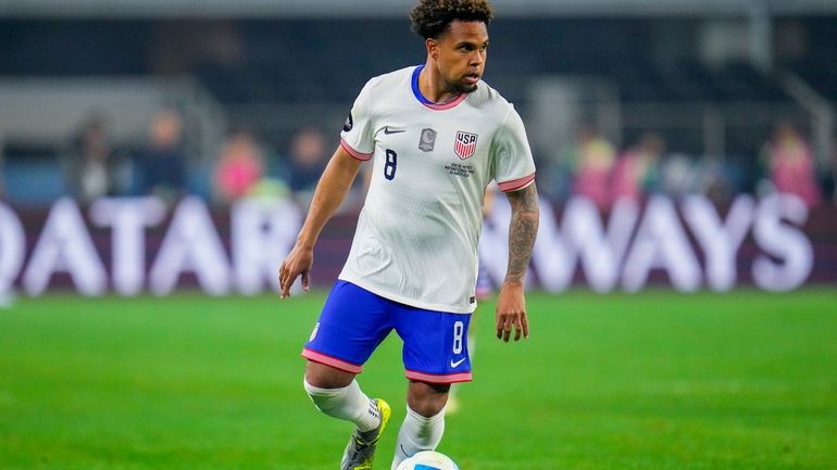 United States' Weston McKennie controls the ball during a CONCACAF...