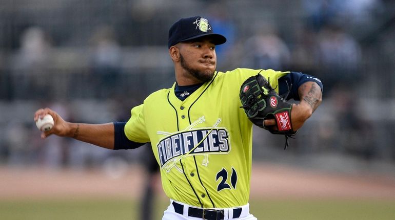  Mets prospect Simeon Woods-Richardson  of the Columbia Fireflies. He was...