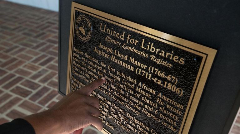 A plaque honors Jupiter Hammon at Joseph Lloyd Manor in...