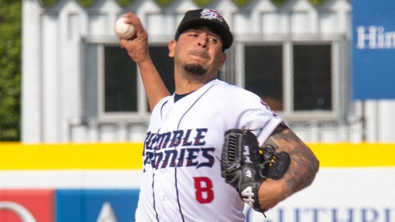 Mets pitcher Jose Butto throws for Double-A Binghamton.