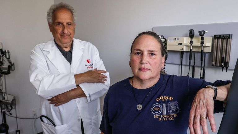 Retired NYPD officer Carol Paukner, of Miller Place, and her...