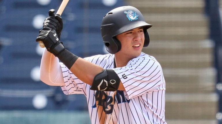 Tampa Tarpons' Anthony Volpe bats during a game against the Jupiter...