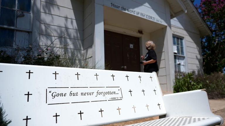 Karen Johns visits the First Baptist Church in Sutherland Springs,...