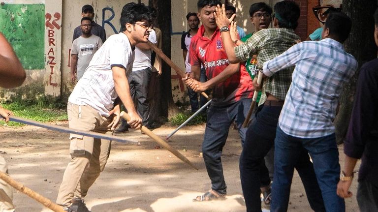 Students clash over quota system at Jahangir Nagar University at...