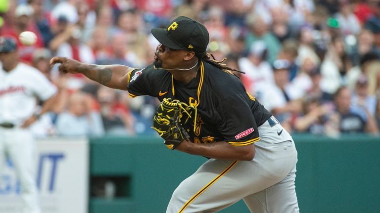 Pittsburgh Pirates starting pitcher Luis Ortiz delivers against the Cleveland...