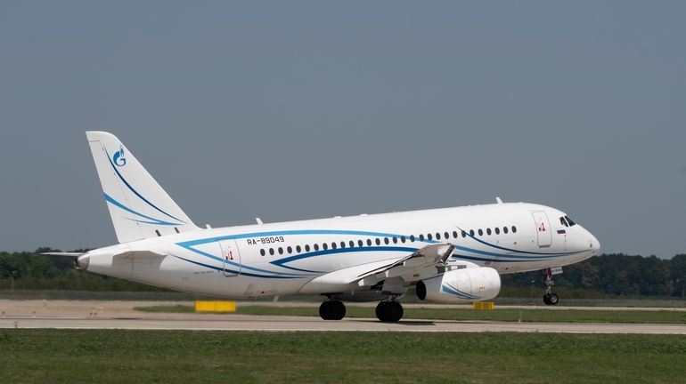 The Sukhoi Superjet 100 of Gazprom Avia that crashed near...