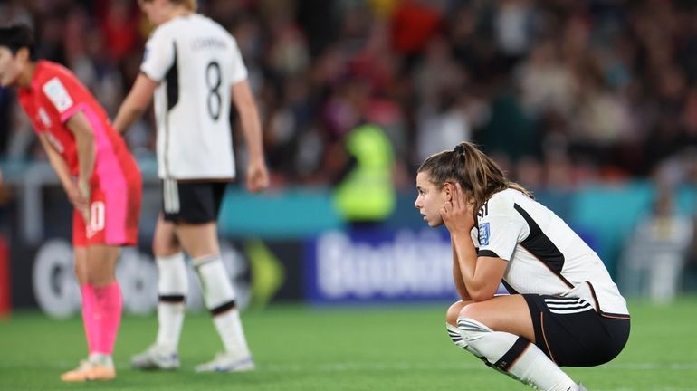 Germany's Lena Oberdorf reacts following the Women's World Cup Group...