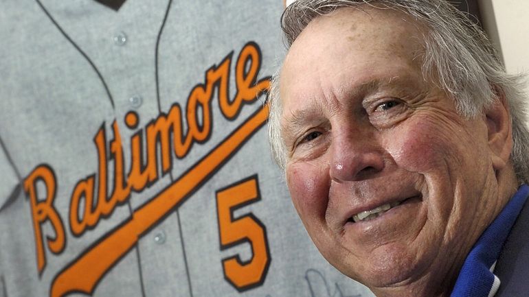 Baseball Hall of Fame third baseman Brooks Robinson, who played...