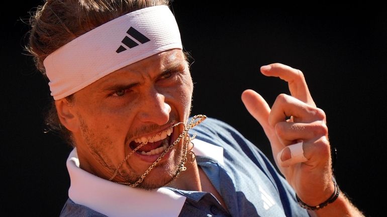 Germany's Alexander Zverev returns the ball to Chile's Alejandro Tabilo...