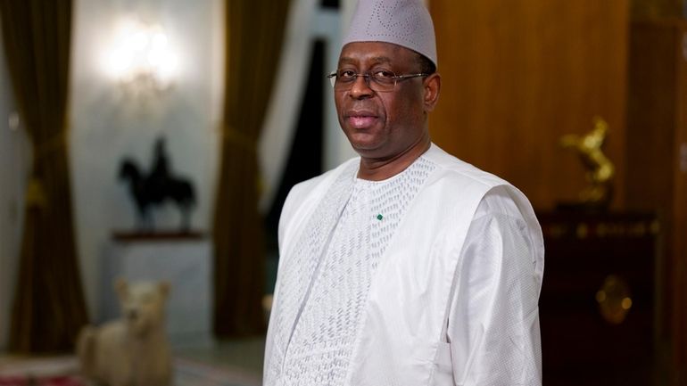 Senegal President Macky Sall poses before an interview with The...