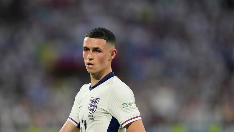 England's Phil Foden during a Group C match against Slovenia...