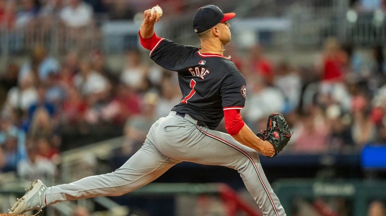 Washington Nationals pitcher MacKenzie Gore throws in the fourth inning...