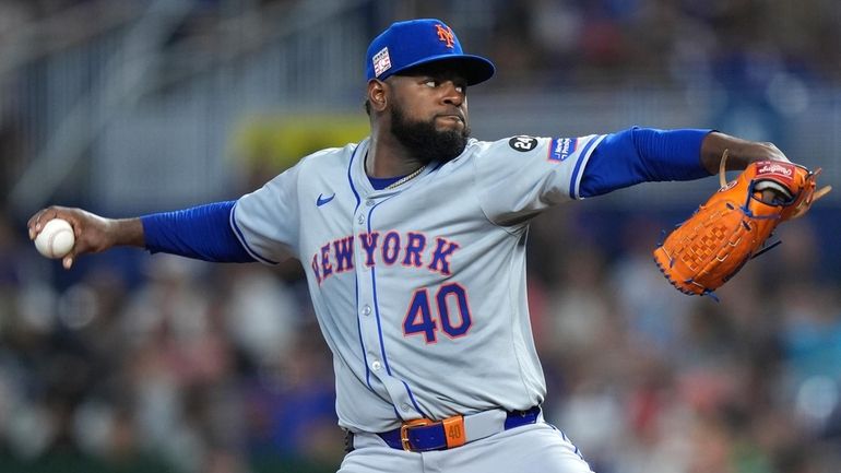 The Mets' Luis Severino delivers a pitch during the first...