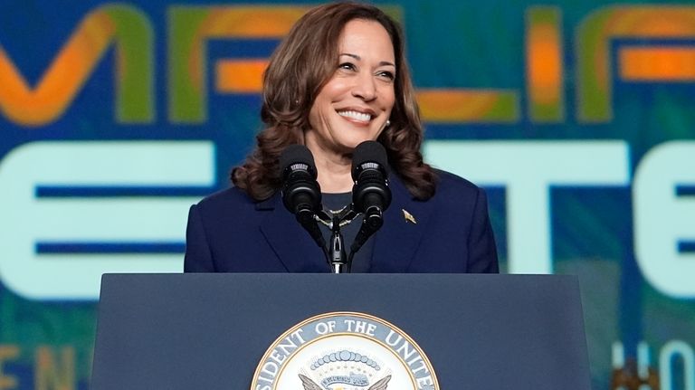 Vice President Kamala Harris delivers remarks at a Sigma Gamma...