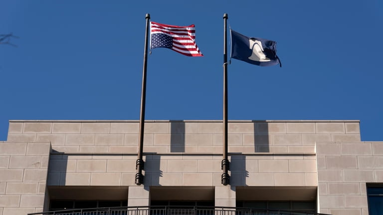 An American flag is seen upside down at the Heritage...