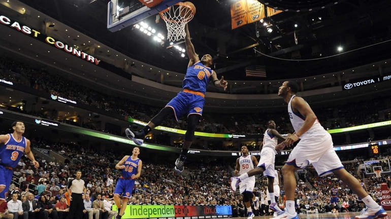 New York Knicks J.R. Smith dunks the basketball in the second