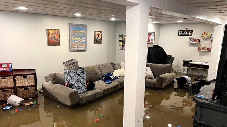 Shown here is flooding damage the Farmingdale home of Ryan...