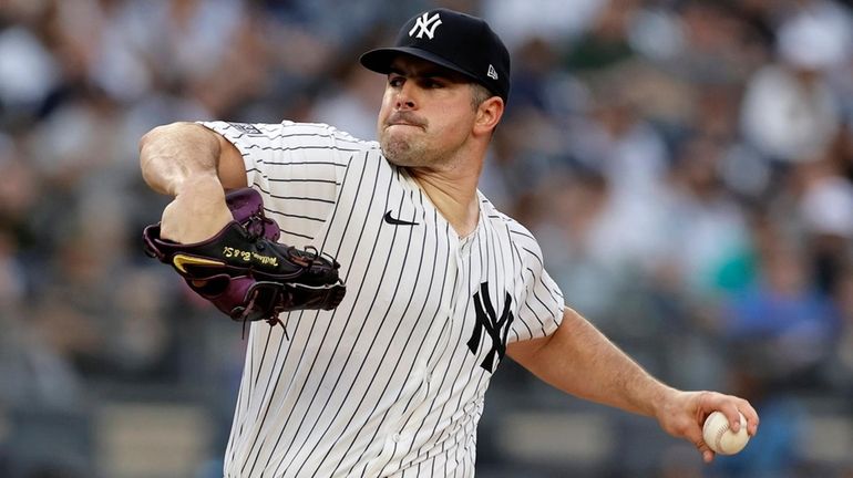 Carlos Rodon of the Yankees pitches during the first inning...