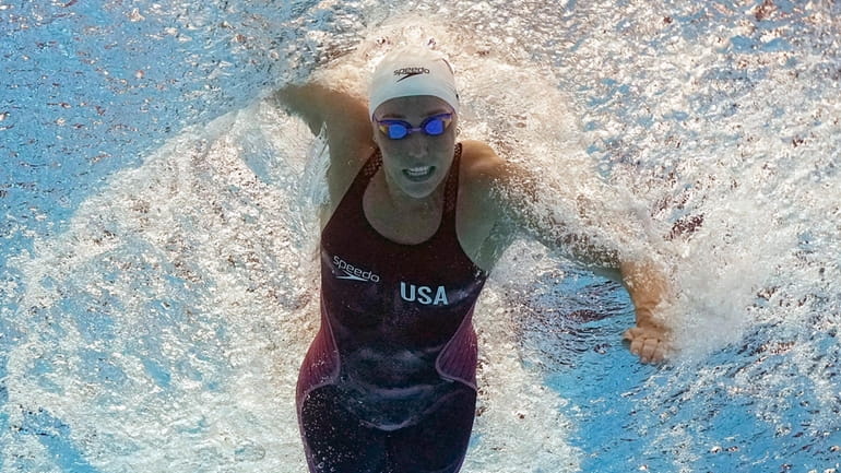 Abbey Weitzeil, of the United States, competes in a women's...