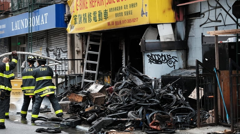 The aftemath of a fire at an e-bike repair shop...