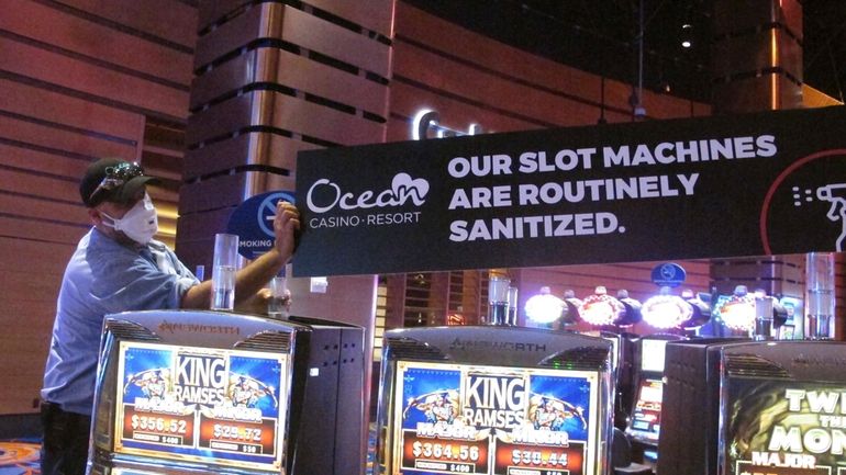 A worker at the Ocean Casino Resort in Atlantic City...