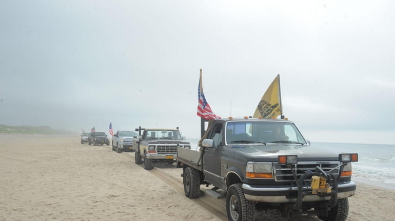 Some East Hampton residents drove their trucks on Amagansett's "Truck...