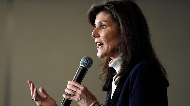 Republican presidential candidate former UN Ambassador Nikki Haley speaks at...