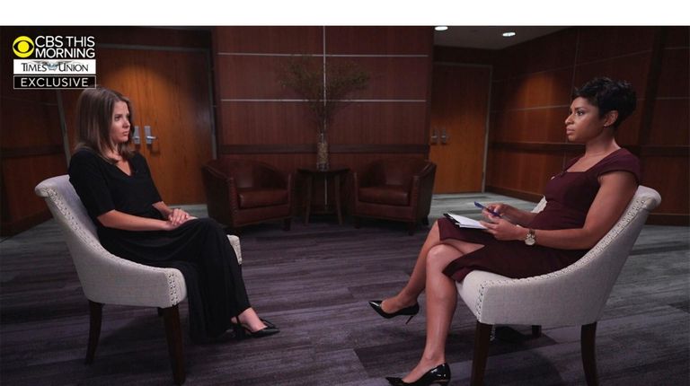 Brittany Commisso, left, speaks with CBS News' Jericka Duncan in an interview to air...