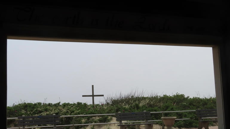A cross on the beach in Ocean Grove, N.J. is...