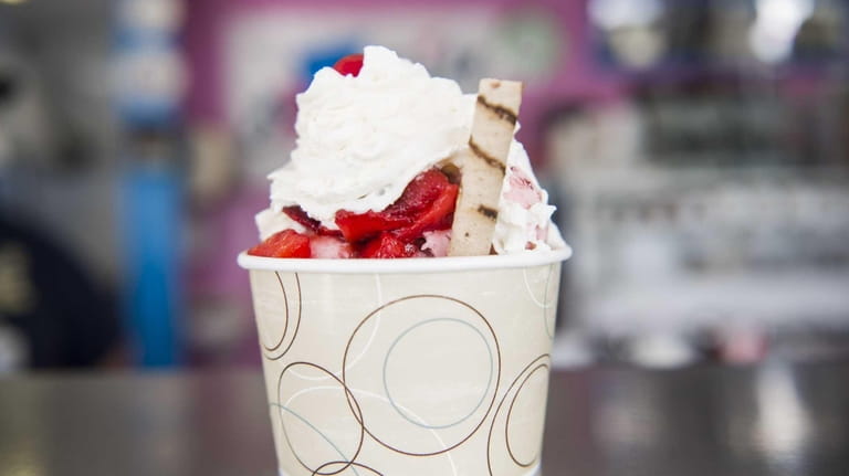 Snowflake in Riverhead kicks off summer with strawberry ice cream.