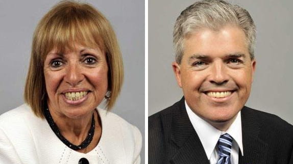 Suffolk County Executive candidates Angie Carpenter, left, and Steve Bellone.