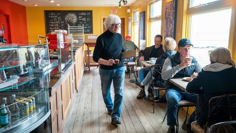 Aldo Maiorana of Aldo's Coffee Company in Greenport at his cafè...