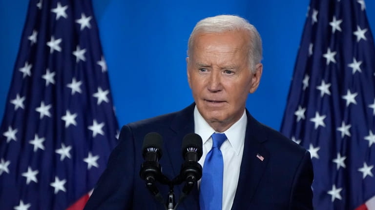 President Joe Biden speaks at a news conference Thursday July...