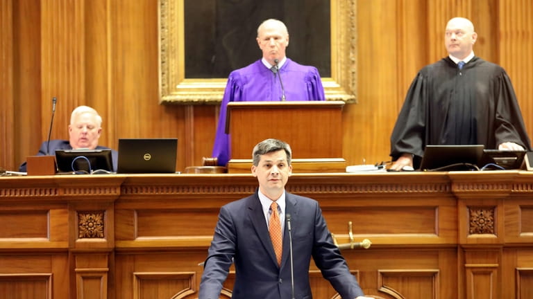 South Carolina Senate Majority Leader Shane Massey, R-Edgefield, speaks in...