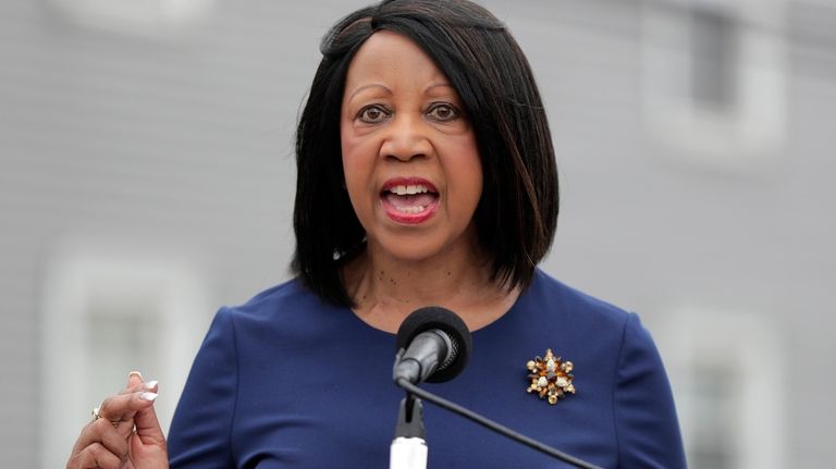 New Jersey Lt. Gov. Sheila Oliver speaks during a news...