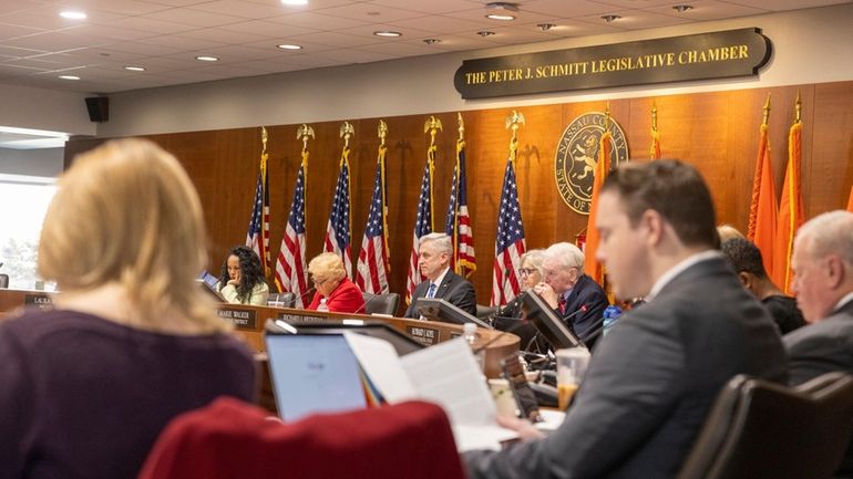 The final redistricting hearing of the Nassau County Legislature in...