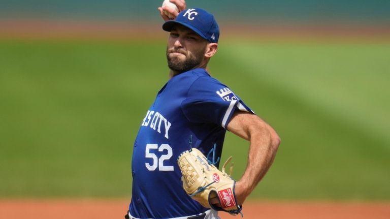 Kansas City Royals' Michael Wacha pitches in the first inning...