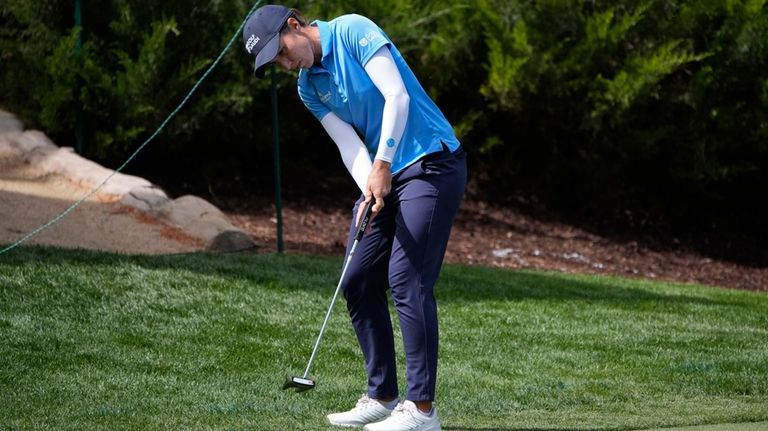 Carlota Ciganda putts onto the 13th green during the second...