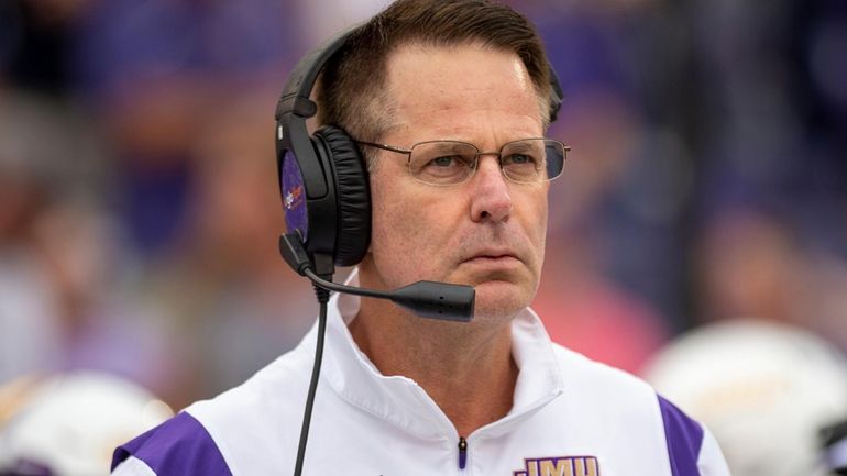 James Madison head coach Curt Cignetti watches from the sidelines...