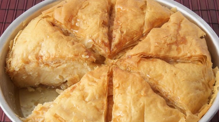 Galaktoboureko, custard in a crispy phyllo pastry shell, is a popular...