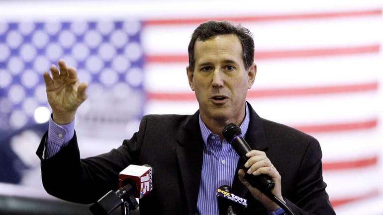 Republican presidential candidate and former Pennsylvania Sen. Rick Santorum speaks...
