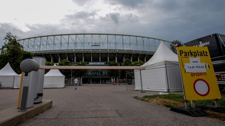 Outside view of the Ernst Happel stadium in Vienna on...